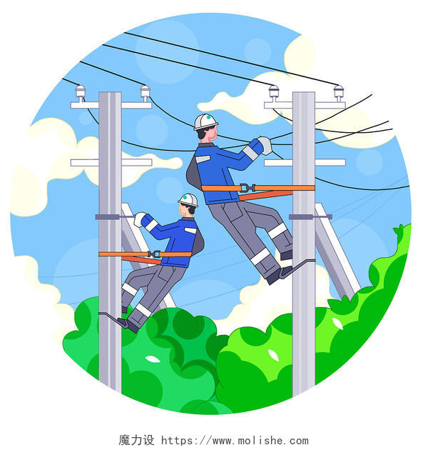 电力设备维修电网维护电工施工能源保障电线杆检查架线